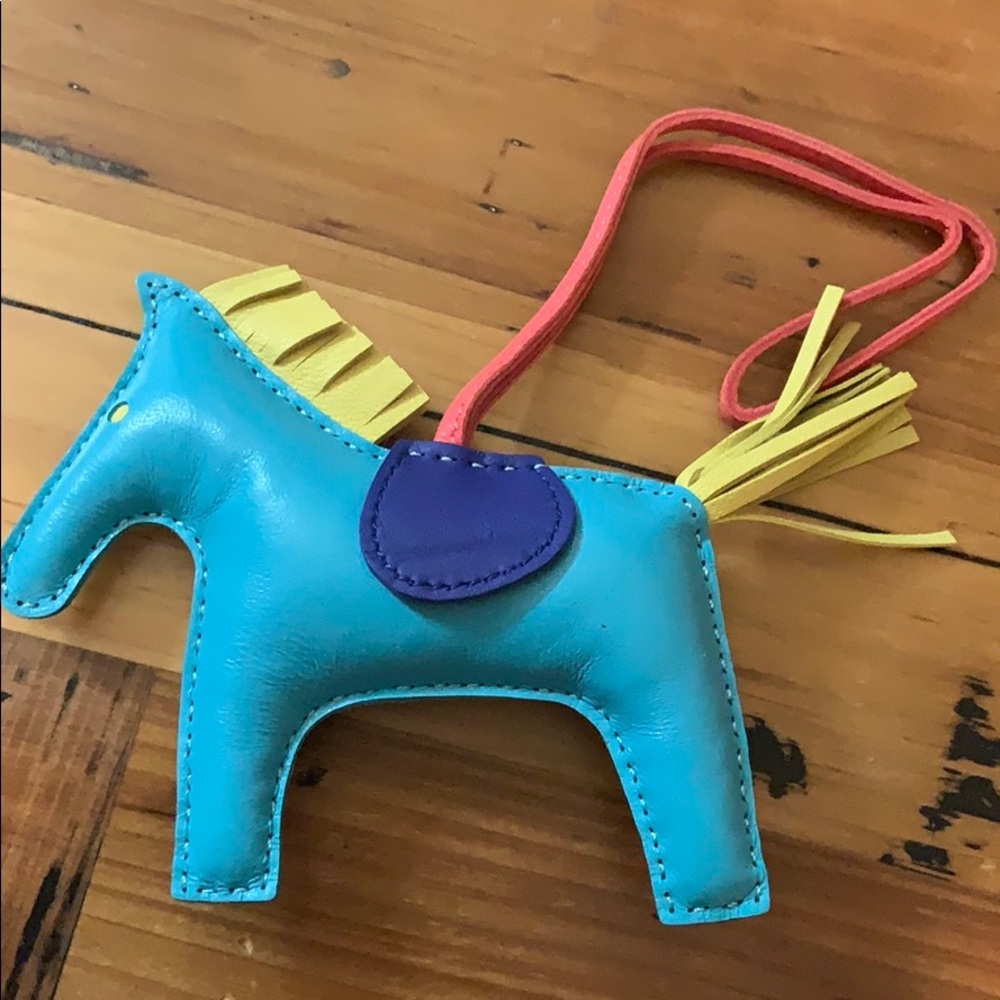 Handmade leather purse tassel, in coral blue!